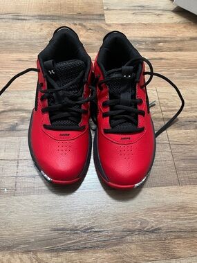 Under Armour Kids Red and Black Athletic Lace-Up Sneakers